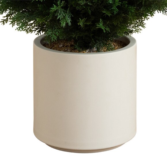 4 UV Resistant Artificial Cedar Tree in Decorative White Planter Indoor/Outdoor - SKU #T4844 - 3