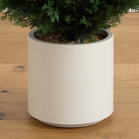 4 UV Resistant Artificial Cedar Tree in Decorative White Planter Indoor/Outdoor - SKU #T4844 - 4