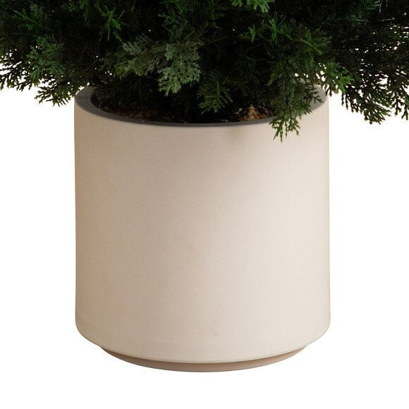 6 UV Resistant Artificial Cedar Tree in Decorative White Planter Indoor/Outdoor - SKU #T4846 - 2