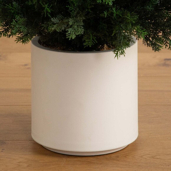 6 UV Resistant Artificial Cedar Tree in Decorative White Planter Indoor/Outdoor - SKU #T4846 - 6