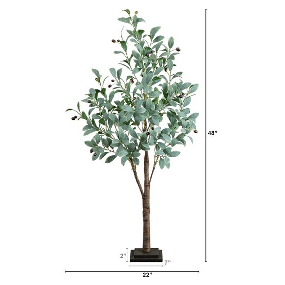 4 Lighted Artificial Fruiting Olive Tree with 150 Warm White LED Lights - SKU #T4892 - 1