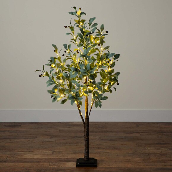 4 Lighted Artificial Fruiting Olive Tree with 150 Warm White LED Lights - SKU #T4892 - 8