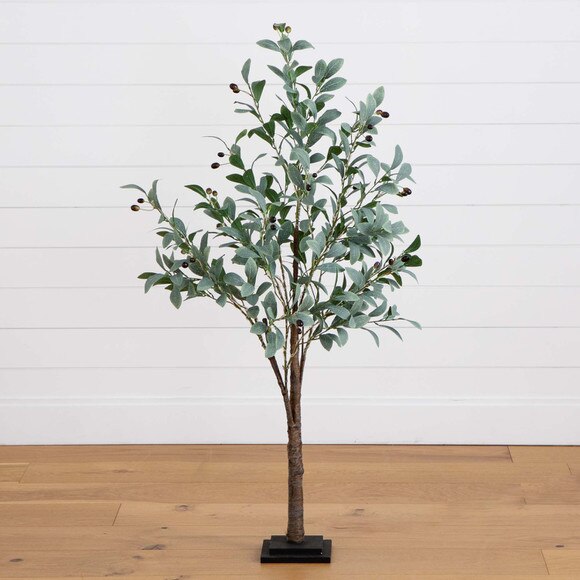 4 Lighted Artificial Fruiting Olive Tree with 150 Warm White LED Lights - SKU #T4892 - 9