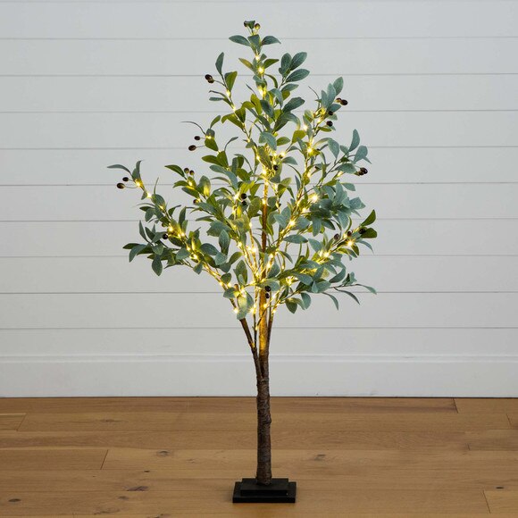 4 Lighted Artificial Fruiting Olive Tree with 150 Warm White LED Lights - SKU #T4892 - 10