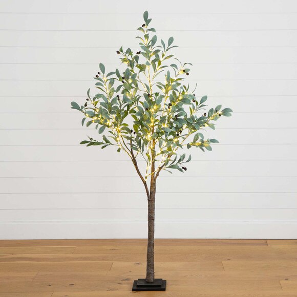 5 Lighted Artificial Fruiting Olive Tree with 200 Warm White LED Lights - SKU #T4893 - 9