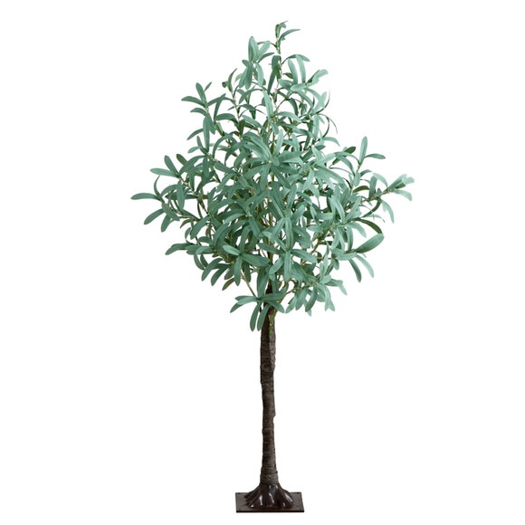 4 Lighted Artificial Olive Tree with 240 Warm White LED Lights - SKU #T4895