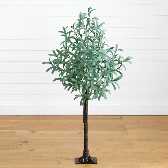 4 Lighted Artificial Olive Tree with 240 Warm White LED Lights - SKU #T4895 - 9