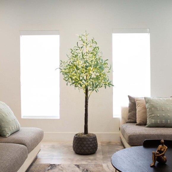 5 Lighted Artificial Olive Tree with 300 Warm White LED Lights - SKU #T4896 - 5