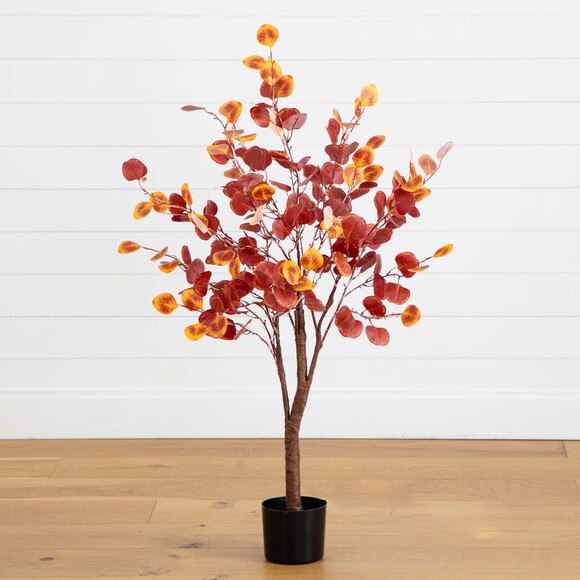 4 Pre-Lit Autumn Eucalyptus Artificial Fall Tree with 160 Warm White LED Lights - SKU #T4898 - 8