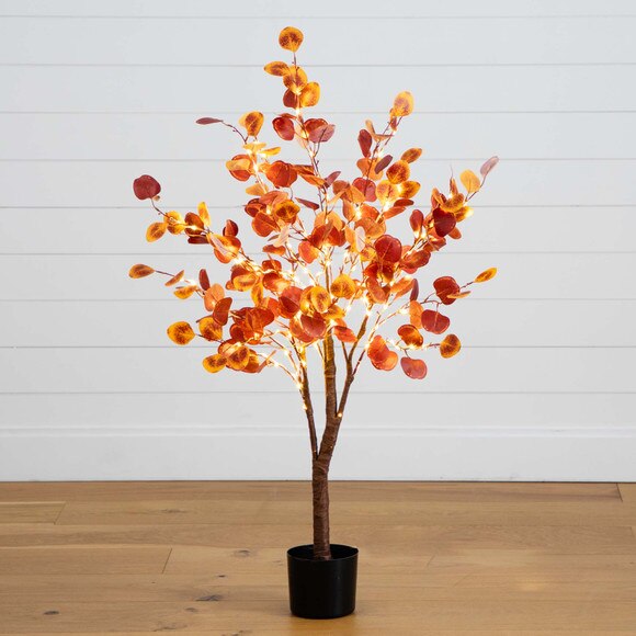 4 Pre-Lit Autumn Eucalyptus Artificial Fall Tree with 160 Warm White LED Lights - SKU #T4898 - 9