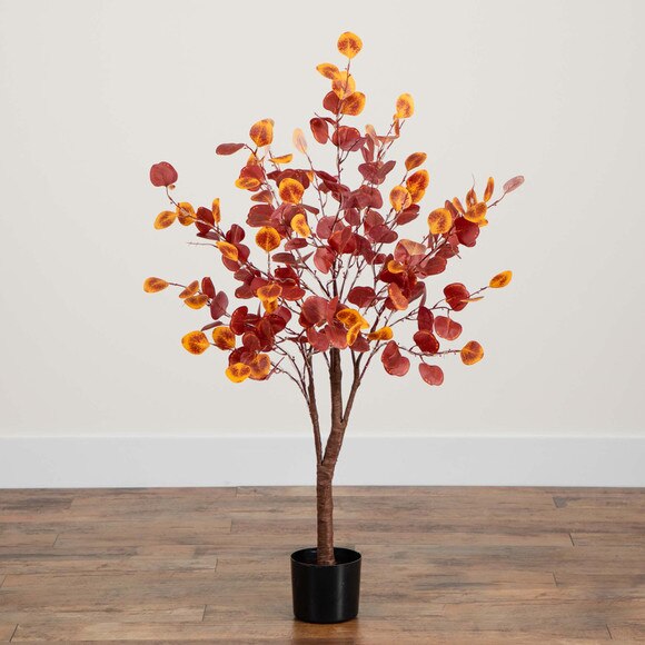 4 Pre-Lit Autumn Eucalyptus Artificial Fall Tree with 160 Warm White LED Lights - SKU #T4898 - 10