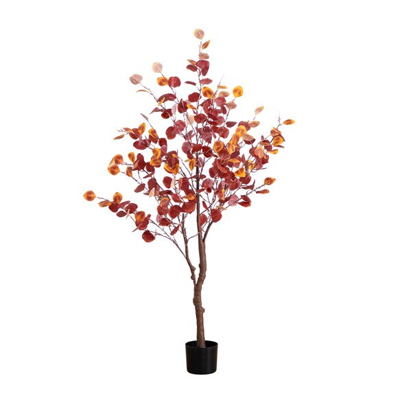 5 Pre-Lit Autumn Eucalyptus Artificial Fall Tree with 220 Warm White LED Lights - SKU #T4899