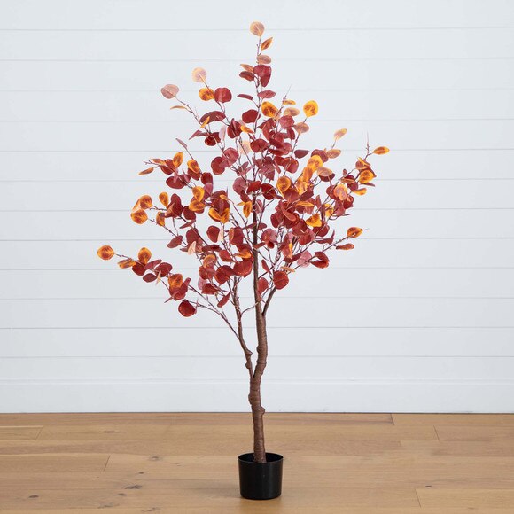 5 Pre-Lit Autumn Eucalyptus Artificial Fall Tree with 220 Warm White LED Lights - SKU #T4899 - 7