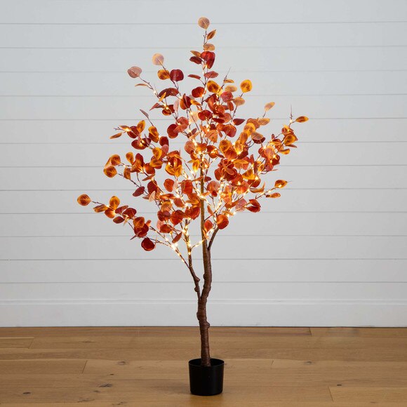 5 Pre-Lit Autumn Eucalyptus Artificial Fall Tree with 220 Warm White LED Lights - SKU #T4899 - 8