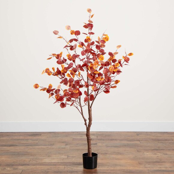 5 Pre-Lit Autumn Eucalyptus Artificial Fall Tree with 220 Warm White LED Lights - SKU #T4899 - 9