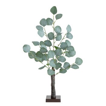 2 Lighted Artificial Eucalyptus Tree with 60 Warm White LED Lights - SKU #T4901