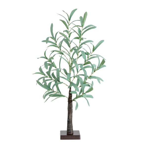 2 Lighted Artificial Olive Tree with 60 Warm White LED Lights - SKU #T4905