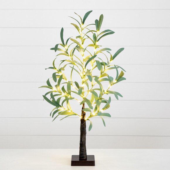 2 Lighted Artificial Olive Tree with 60 Warm White LED Lights - SKU #T4905 - 8