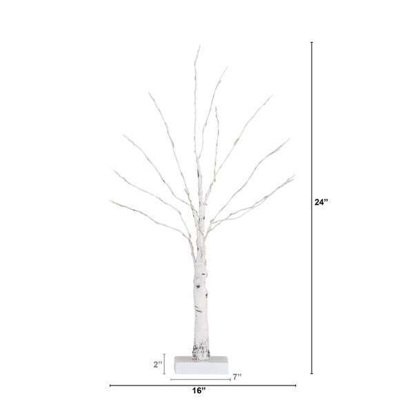 2 Pre-Lit Artificial White Birch Tree with 60 Warm White LED Lights - SKU #T4906 - 1