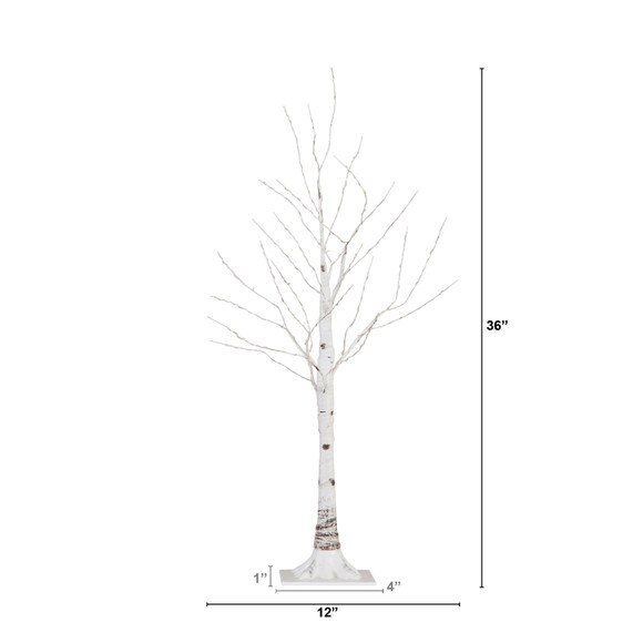 3 Pre-Lit Artificial White Birch Tree with 120 Warm White LED Lights - SKU #T4907 - 1