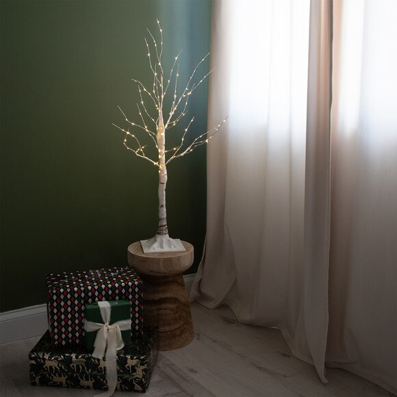 3 Pre-Lit Artificial White Birch Tree with 120 Warm White LED Lights - SKU #T4907 - 6