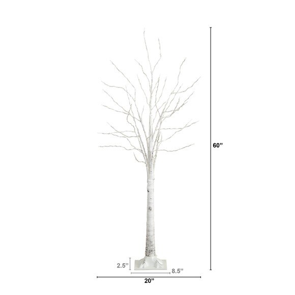 5 Pre-Lit Artificial White Birch Tree with 240 Warm White LED Lights - SKU #T4909 - 1