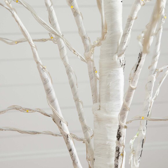 5 Pre-Lit Artificial White Birch Tree with 240 Warm White LED Lights - SKU #T4909 - 4