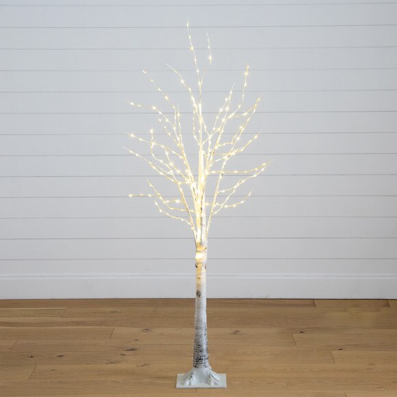 5 Pre-Lit Artificial White Birch Tree with 240 Warm White LED Lights - SKU #T4909 - 8