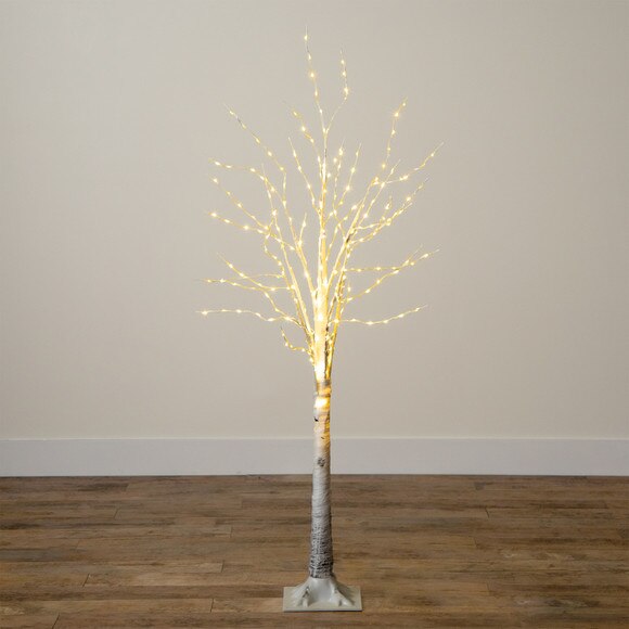 5 Pre-Lit Artificial White Birch Tree with 240 Warm White LED Lights - SKU #T4909 - 11