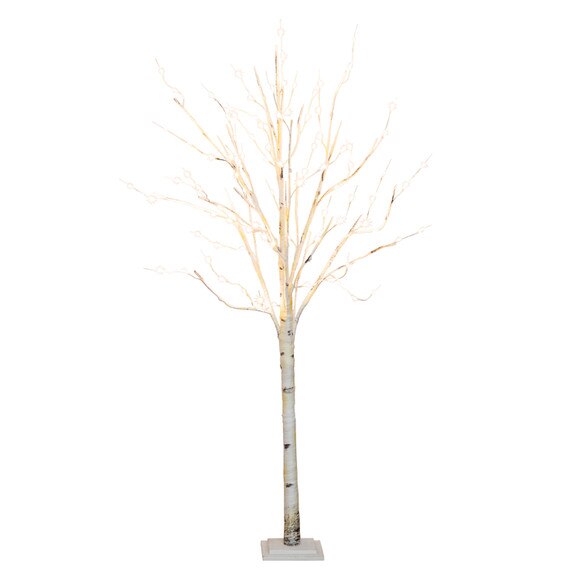 6 Pre-Lit Artificial White Birch Tree with 300 Warm White LED Lights - SKU #T4910