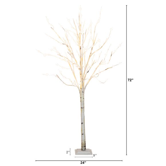 6 Pre-Lit Artificial White Birch Tree with 300 Warm White LED Lights - SKU #T4910 - 1