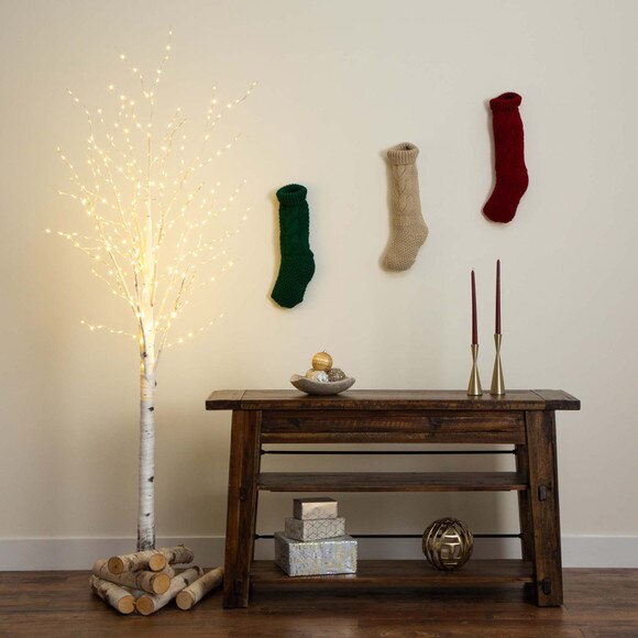 7 Pre-Lit Artificial White Birch Tree with 400 Warm White LED Lights - SKU #T4911 - 7