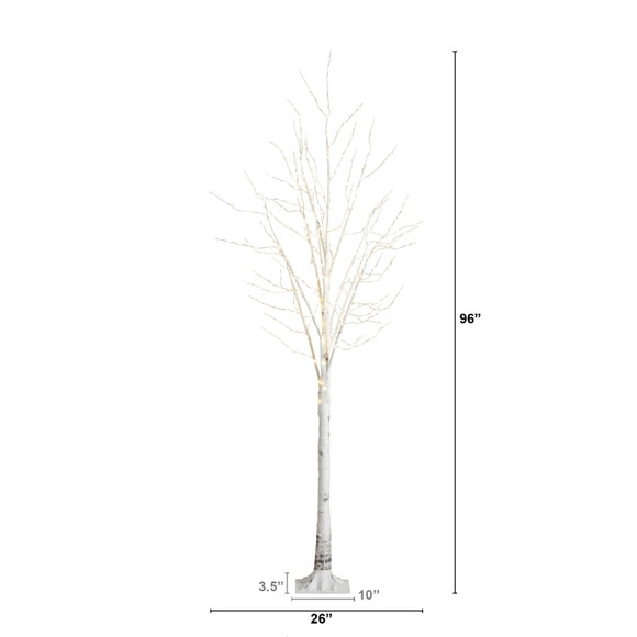 8 Pre-Lit Artificial White Birch Tree with 500 Warm White LED Lights - SKU #T4912 - 1