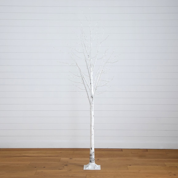 8 Pre-Lit Artificial White Birch Tree with 500 Warm White LED Lights - SKU #T4912 - 8