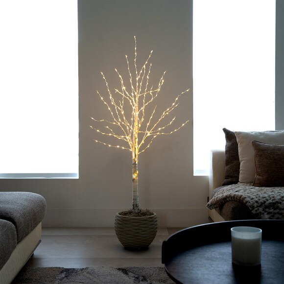 4 Pre-Lit Artificial White Birch Tree with 240 Color Changing LED Lights - SKU #T4920 - 8