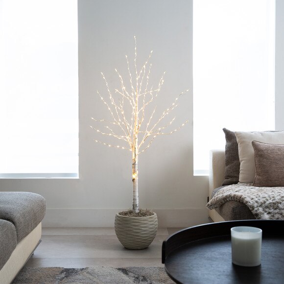 4 Pre-Lit Artificial White Birch Tree with 240 Color Changing LED Lights - SKU #T4920 - 9