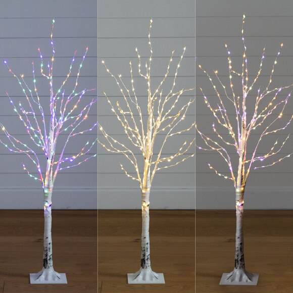 4 Pre-Lit Artificial White Birch Tree with 240 Color Changing LED Lights - SKU #T4920 - 18