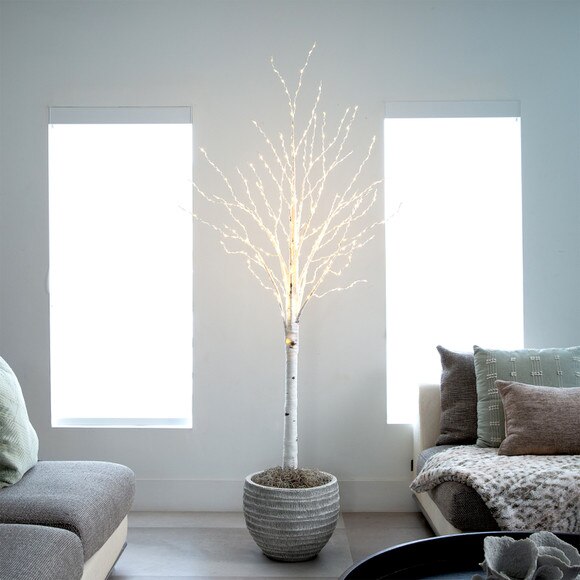 6 Pre-Lit Artificial White Birch Tree with 400 Color Changing LED Lights - SKU #T4921 - 8