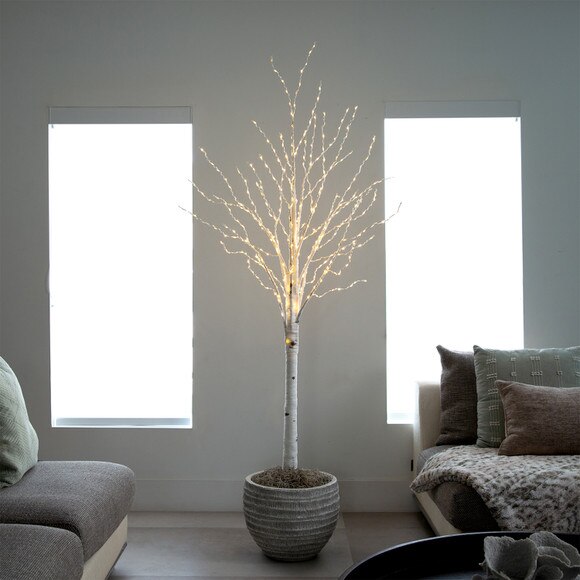 6 Pre-Lit Artificial White Birch Tree with 400 Color Changing LED Lights - SKU #T4921 - 9