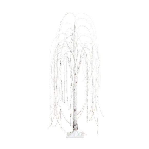 4 Pre-Lit Artificial White Weeping Willow Tree with 120 Warm White LED Lights - SKU #T4922
