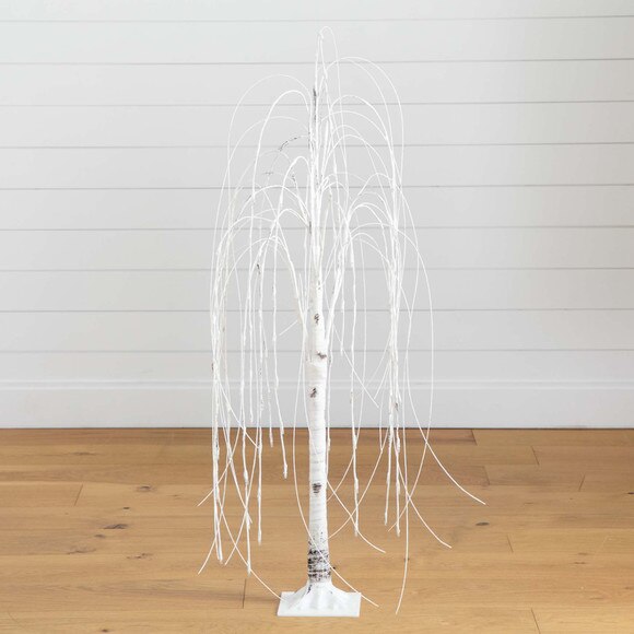 4 Pre-Lit Artificial White Weeping Willow Tree with 120 Warm White LED Lights - SKU #T4922 - 7
