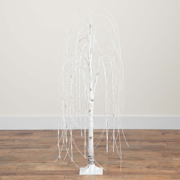 4 Pre-Lit Artificial White Weeping Willow Tree with 120 Warm White LED Lights - SKU #T4922 - 9