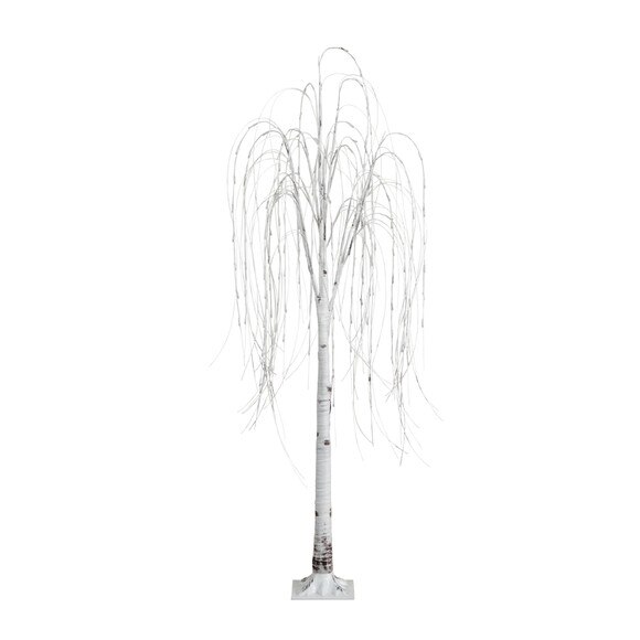 6 Pre-Lit Artificial White Weeping Willow Tree with 160 Warm White LED Lights - SKU #T4923