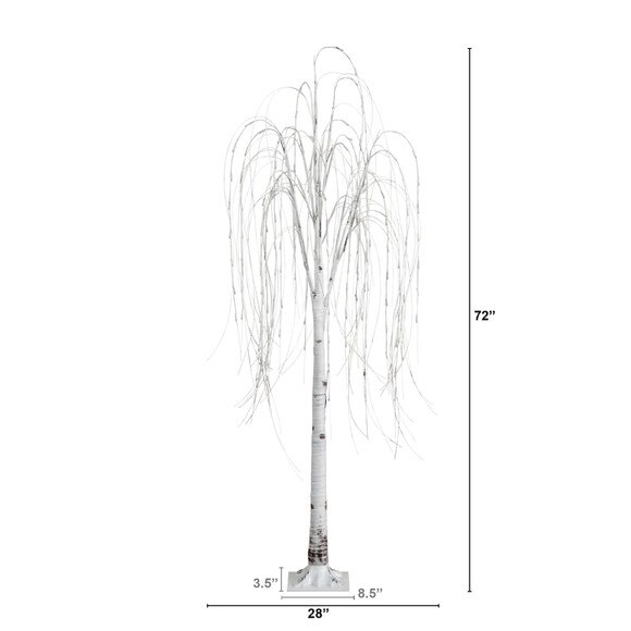 6 Pre-Lit Artificial White Weeping Willow Tree with 160 Warm White LED Lights - SKU #T4923 - 1