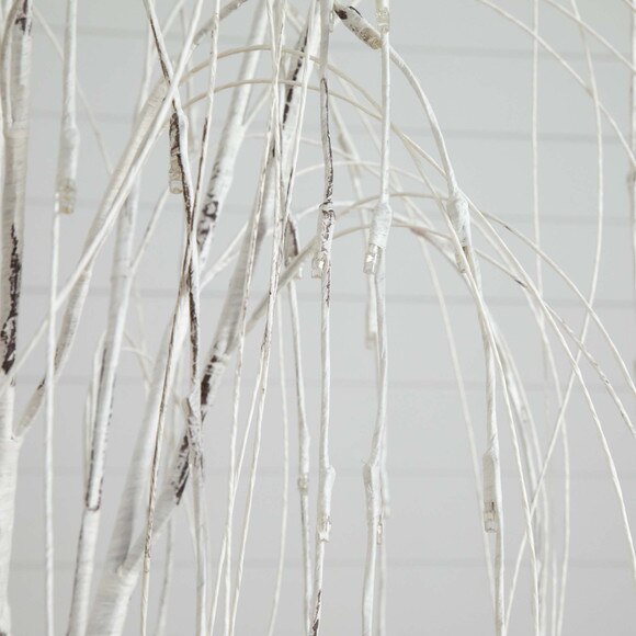 6 Pre-Lit Artificial White Weeping Willow Tree with 160 Warm White LED Lights - SKU #T4923 - 6