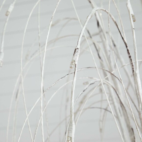 6 Pre-Lit Artificial White Weeping Willow Tree with 160 Warm White LED Lights - SKU #T4923 - 7