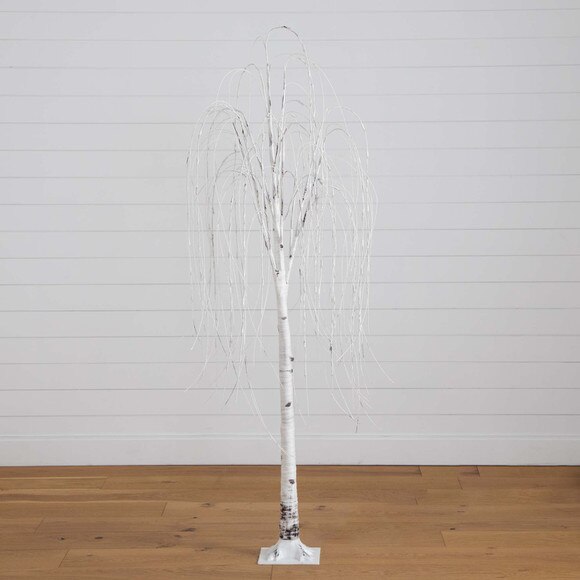 6 Pre-Lit Artificial White Weeping Willow Tree with 160 Warm White LED Lights - SKU #T4923 - 12