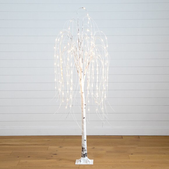 6 Pre-Lit Artificial White Weeping Willow Tree with 160 Warm White LED Lights - SKU #T4923 - 13
