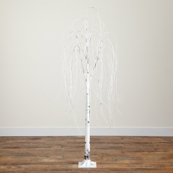 6 Pre-Lit Artificial White Weeping Willow Tree with 160 Warm White LED Lights - SKU #T4923 - 14