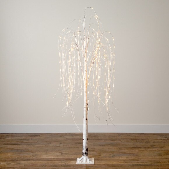 6 Pre-Lit Artificial White Weeping Willow Tree with 160 Warm White LED Lights - SKU #T4923 - 15